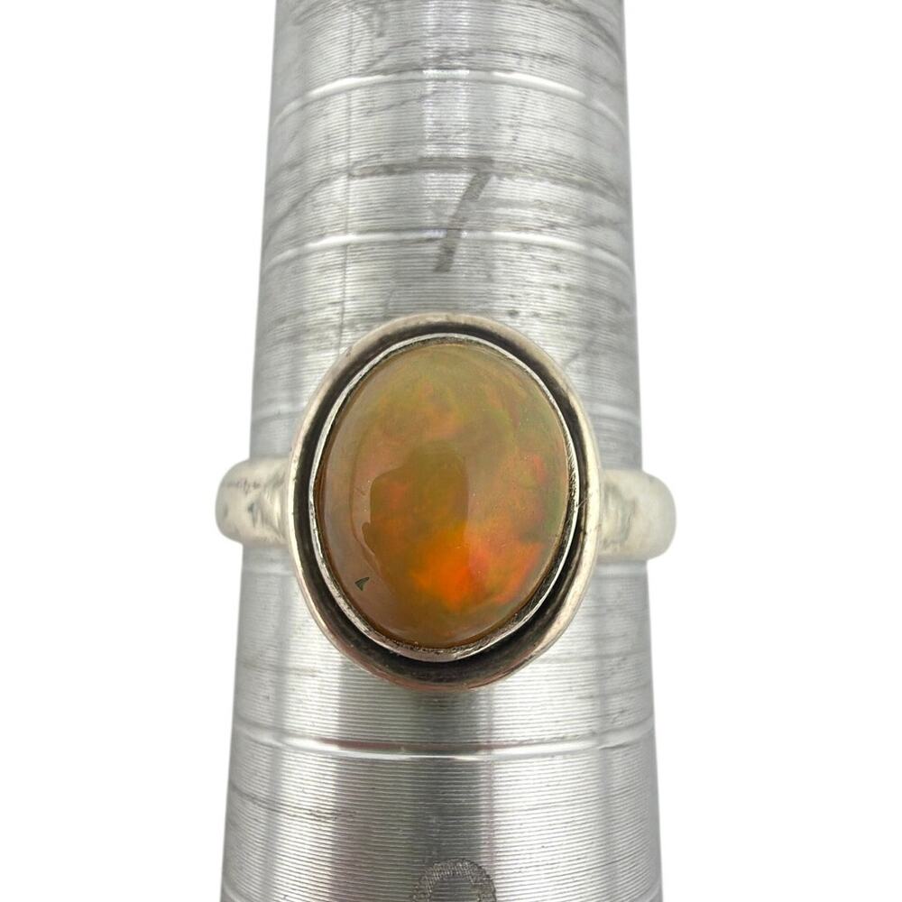 Sterling Silver Fiery Ethiopian Opal Gemstone Ring Size 7.5